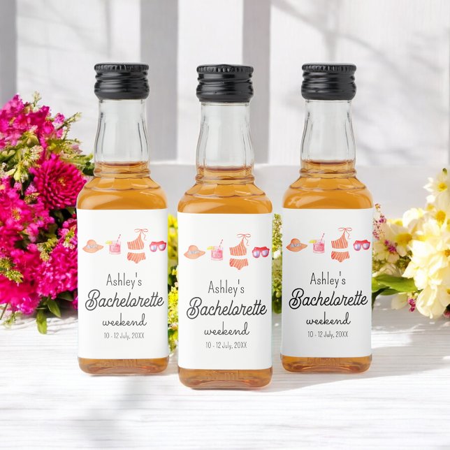 Bachelorette Beach Weekend Pool Party Liquor Bottle Label (Creator Uploaded)