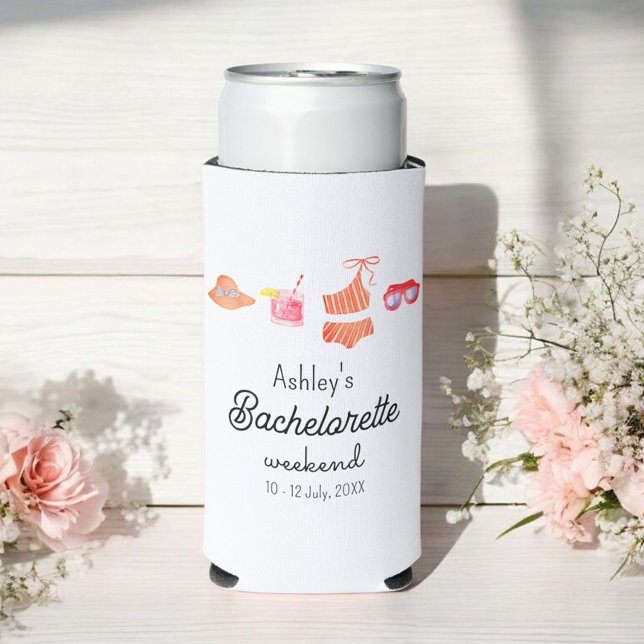 Bachelorette Beach Weekend Summer Party Seltzer Can Cooler (Creator Uploaded)