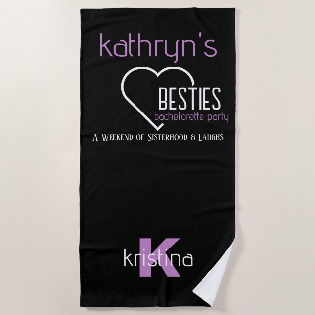 Bachelorette Besties Personalised Beach Towel (Front)