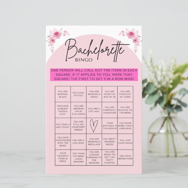 Bachelorette Bingo Game (Standing Front)