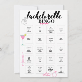 Bachelorette Bingo Hen Party Game Invitation