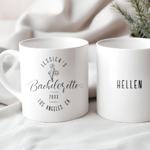 Bachelorette Birth March Flower Chic Black Script Coffee Mug
