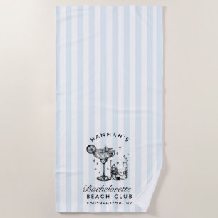 Bachelorette Blue & Black Retro Modern Beach Towel
