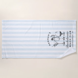 Bachelorette Blue & Black Retro Modern Beach Towel