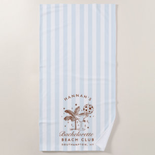 Bachelorette Blue & Brown Retro Modern Beach Towel