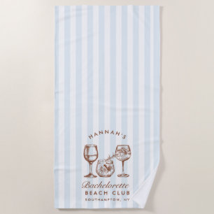Bachelorette Blue & Brown Retro Modern Beach Towel