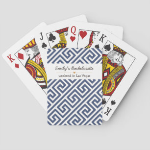Bachelorette Blue Geometric Pattern Playing Cards