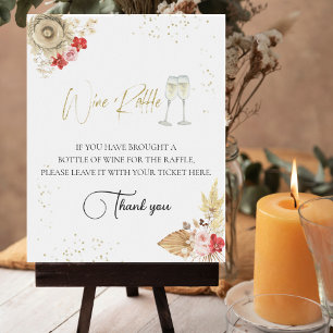 Bachelorette Boho Cocktail Wine Raffle Game Sign