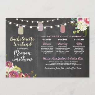 Bachelorette Bridal Shower Itinerary Jars Chalk Invitation