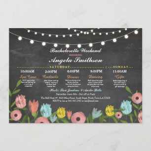 Bachelorette Bridal Shower Pink Floral Itinerary Programme
