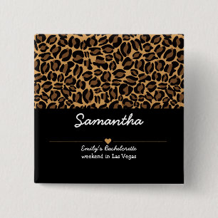 Bachelorette Bride Boujee Trendy Leopard Print 15 Cm Square Badge