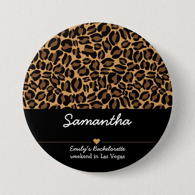 Bachelorette Bride Boujee Trendy Leopard Print  7.5 Cm Round Badge (Front)