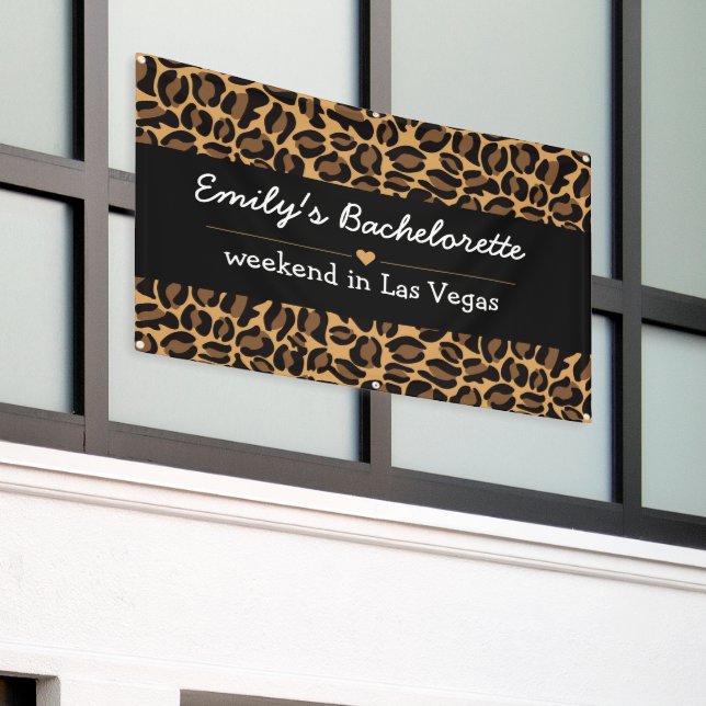 Bachelorette Bride Boujee Trendy Leopard Print  Banner (Outside Building)