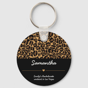 Bachelorette Bride Boujee Trendy Leopard Print Key Ring