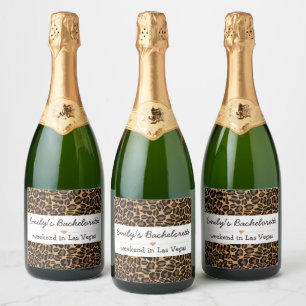 Bachelorette Bride Boujee Trendy Leopard Print Sparkling Wine Label
