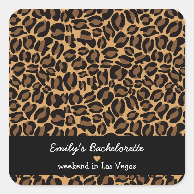 Bachelorette Bride Boujee Trendy Leopard Print  Square Sticker (Front)