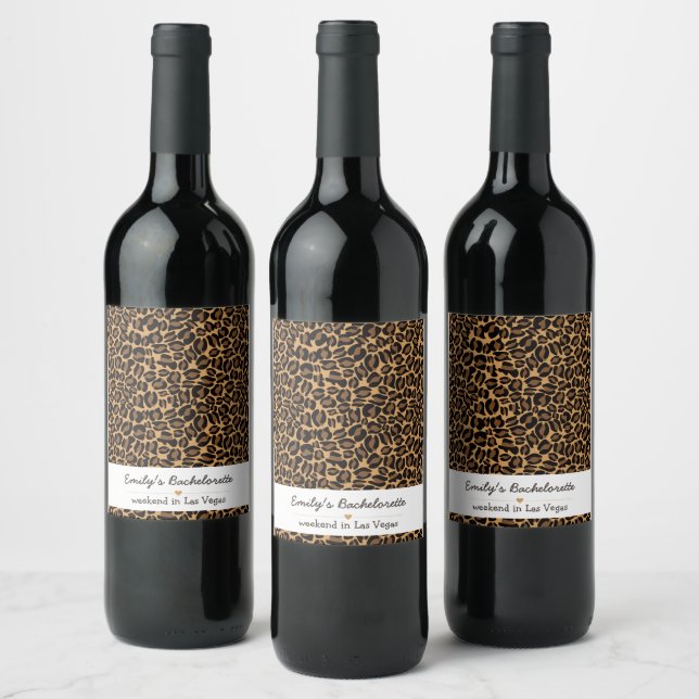 Bachelorette Bride Boujee Trendy Leopard Print  Wine Label (Bottles)
