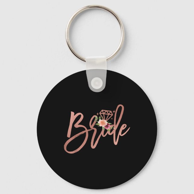 Bachelorette Bride Bridal Wedding Shower Gift Flor Key Ring (Front)