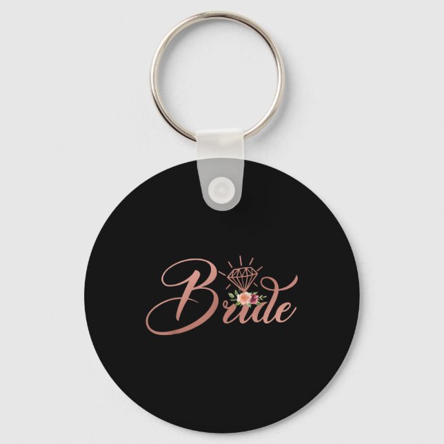 Bachelorette Bride Bridal Wedding Shower Gift Flor Key Ring (Front)