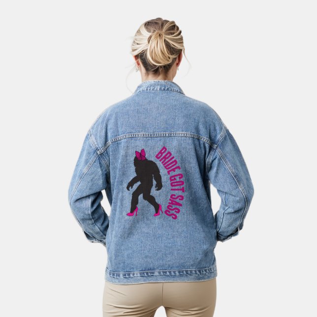 Bachelorette Bride Got Sass Sassy Sasquatch  Denim Jacket (Model)