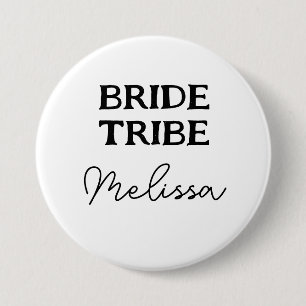 Bachelorette Bride Tribe Black And White Name 7.5 Cm Round Badge