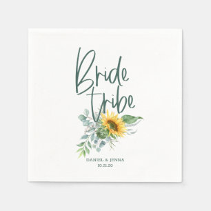 Bachelorette Bride Tribe Sunflower Wedding Napkin