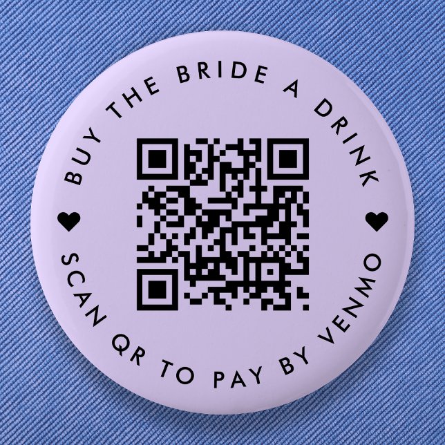 Bachelorette Buy The Bride A Drink Purple QR Code 6 Cm Round Badge (Creator Uploaded)