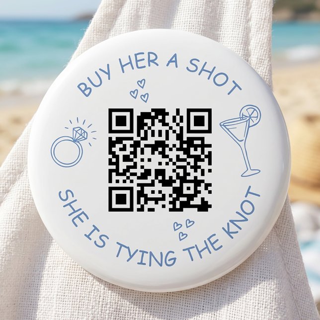 Bachelorette Buy the Bride a Drink QR Code Party 6 Cm Round Badge (Creator Uploaded)
