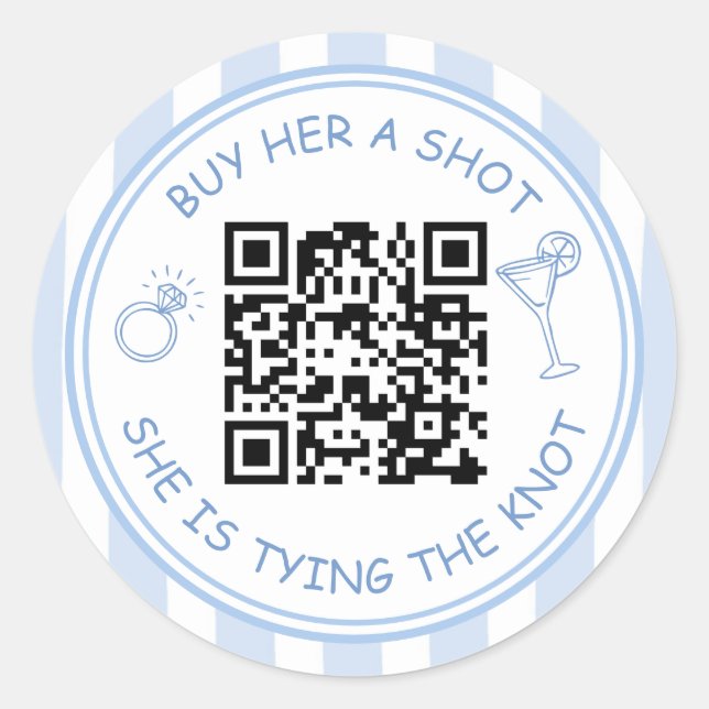 Bachelorette Buy the Bride a Drink QR Code Party Classic Round Sticker (Front)