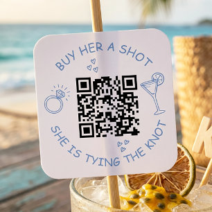 Bachelorette Buy the Bride a Drink QR Code Party Square Sticker