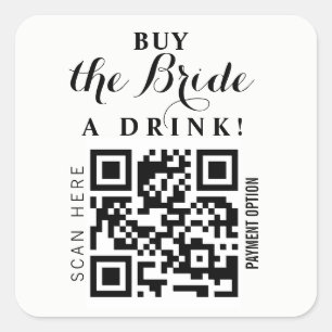 Bachelorette Buy the Bride a drink QR code Square Sticker