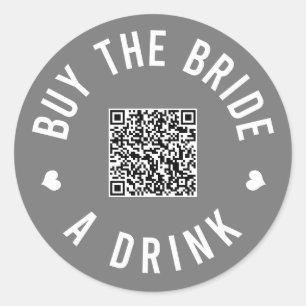 Bachelorette Buy The Bride A Drink Venmo QR Code C Classic Round Sticker