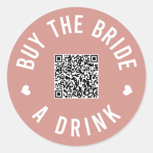 Bachelorette Buy The Bride A Drink Venmo QR Code Classic Round Sticker