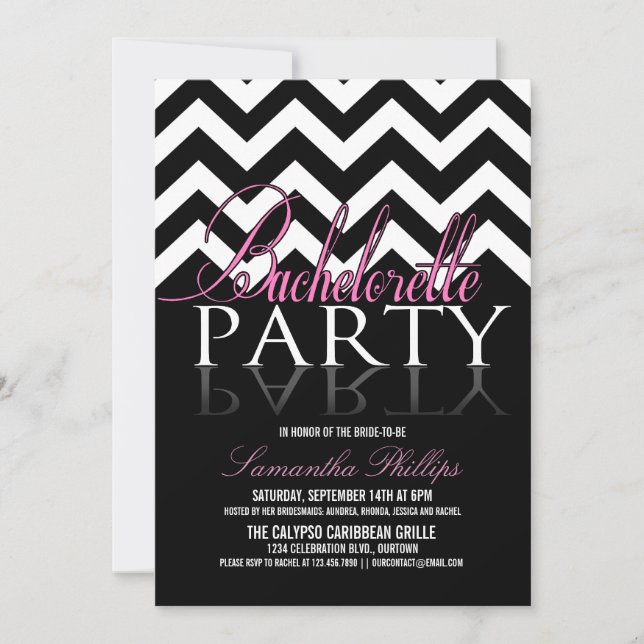 Bachelorette Chevron Party Invitations (Front)