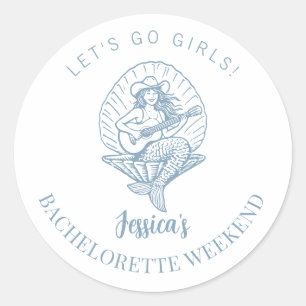 Bachelorette coastal cowgirl beach bach classic round sticker