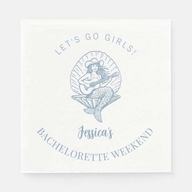 Bachelorette coastal cowgirl beach bach napkin (Front)