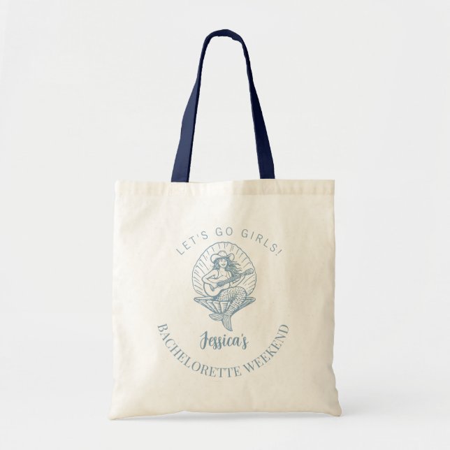 Bachelorette coastal cowgirl beach bach tote bag (Front)