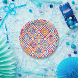 Bachelorette Colourful Pink Blue Yellow Party Paper Plate