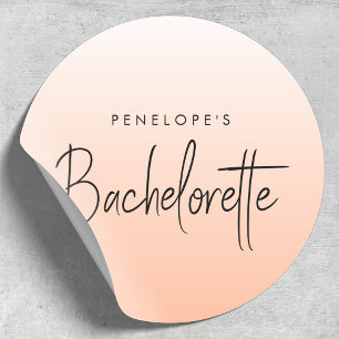Bachelorette   Coral Ombre Elegant Peach Classic Round Sticker