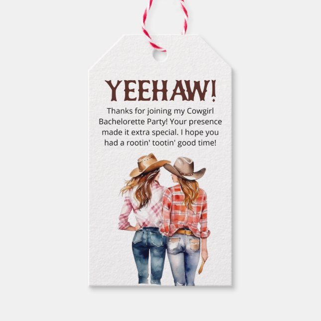 Bachelorette Cowgirl Gift Tags (Front)