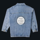 bachelorette create your own, photo custom text denim jacket<br><div class="desc">bachelorette create your own your image here, photo custom edit circle and white text, women and girls denim jacket Celebrate in style with this personalized Create Your Own bachelorette denim jacket! Upload your photo into a fun circular frame and add custom white text to make it uniquely yours. Perfect for...</div>