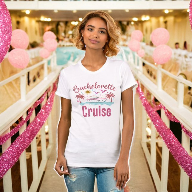 Bachelorette Cruise Pink Glitter Matching Tee (Creator Uploaded)