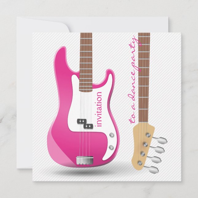Bachelorette Dance Party Hot Pink Electric Guitar Invitation (Front)