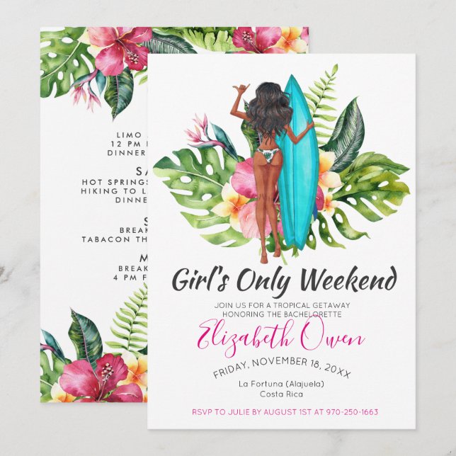 Bachelorette Destination Bikini Beach Bridal Bash Invitation (Front/Back)
