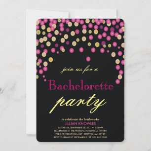 Bachelorette  Faux Pink Confetti Party Invitation