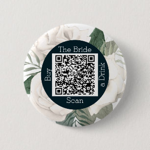 Bachelorette Floral Qr Code Buy The Bride A Drink 6 Cm Round Badge