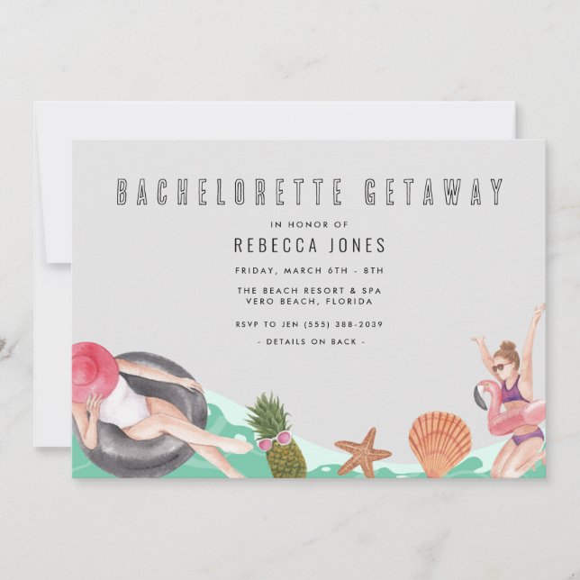 Bachelorette Getaway Girls Trip Invitation (Front)