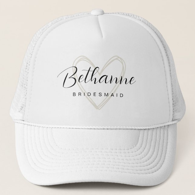 Bachelorette Gift Minimalist Bridesmaid Trucker Hat (Front)