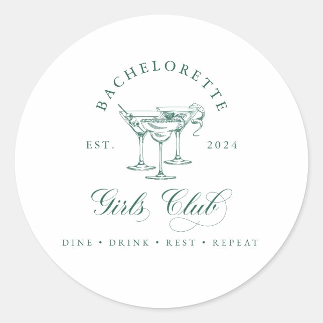 Bachelorette Girl's Club Round Sticker (Front)