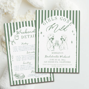 Bachelorette Girls Gone Mild Arch Stripes Sage Invitation